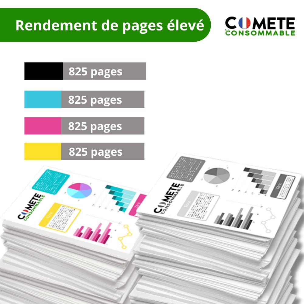 COMETE Cartouches d'encre Compatibles avec HP 912XL - Lot de 4 Puce avancée