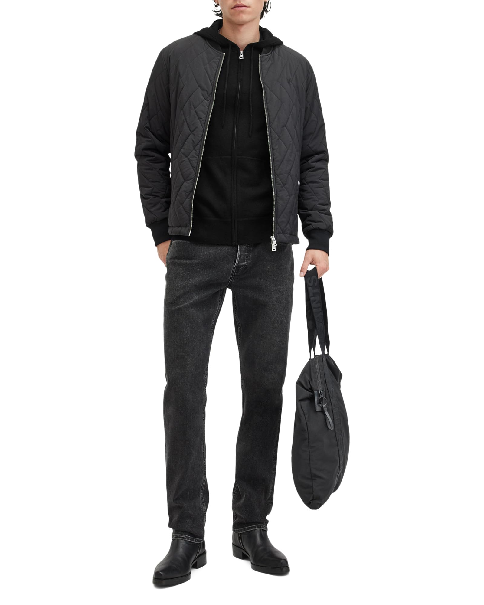 Allsaints Mode Merino Zip Hoody Felpa con Cappuccio Uomo