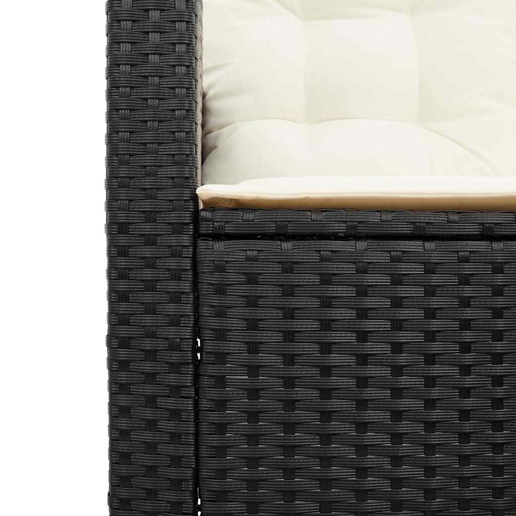 vidaXL Canapé de Jardin en L avec Table et Coussins Noir résine tressée