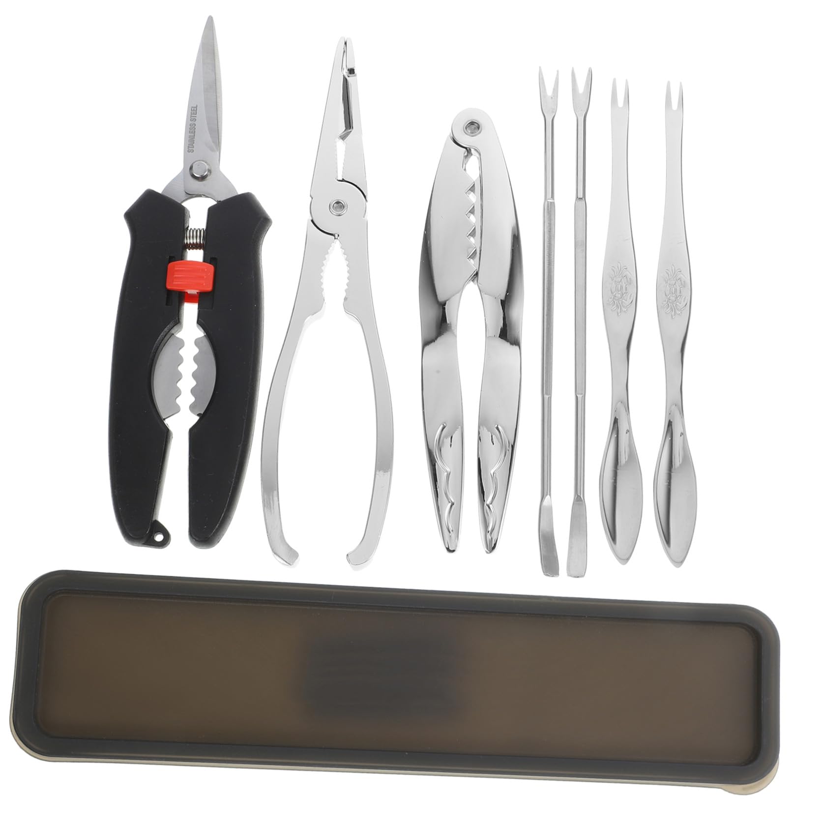 GARVALON Set di 8 Strumenti per Crostacei Pinza per Crostacei in Acciaio Inox, per Aprire Gusci di Granchio e Frutti di Mare Durante Pasto