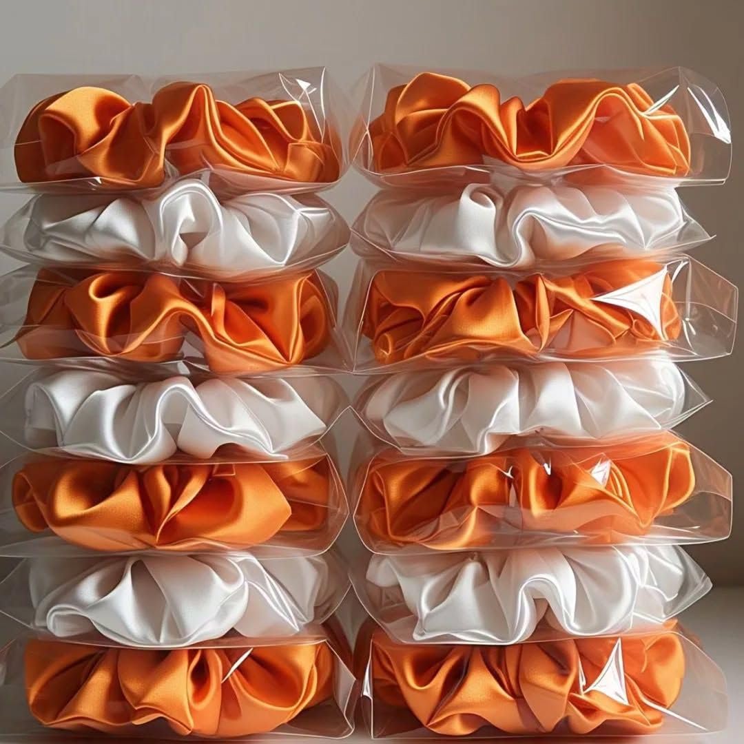 Satin Scrunchies for Women,Pack of 12 Deluxe Scrunchies Set, Silk Satin Scrunchies for Girls, Best Gift For Mom, Sister & Friend, Anti-Hair Breakage Hair Scrunchies for Women, Hair Ties (Pack of 12 Random Shades) (12, Orange)-image-35