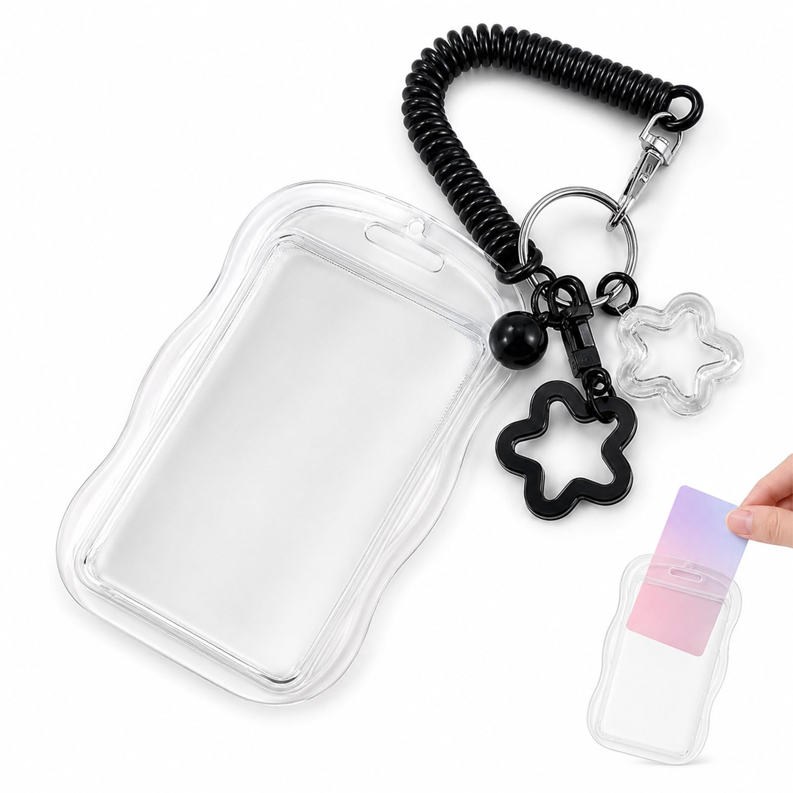 ZenithQuest Clear Photocard Holder Keychain with Spring String
