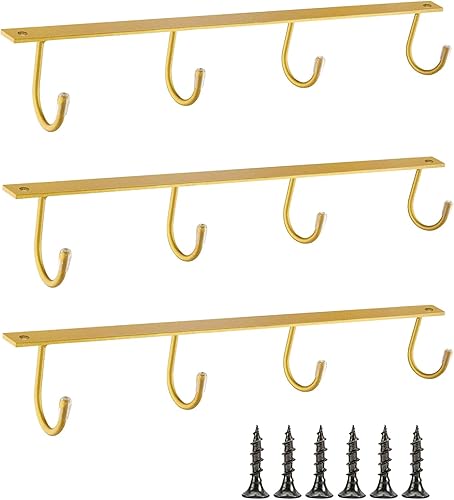 Percha para tazas debajo del gabinete, 3 piezas, soporte de hierro para tazas de café, organizador de almacenamiento para cocina, comedor, bar,