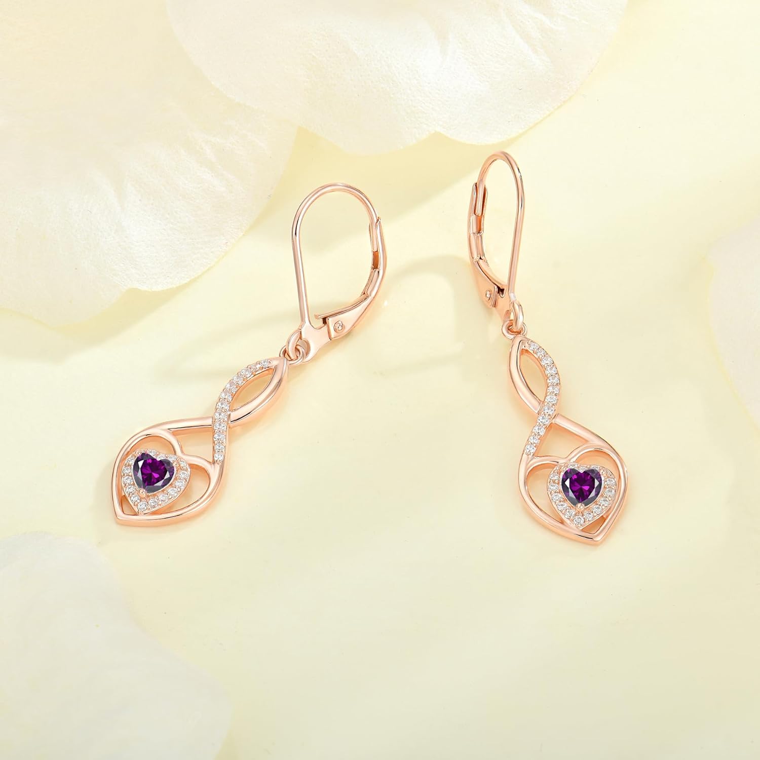 Heart Infinity Earrings for Women 925 Sterling Silver Birthstone Drop Dangle Earrings Birthday Christmas Valentines Day Mother’s Day Jewelry for Women Wife Her Mom - Image 5