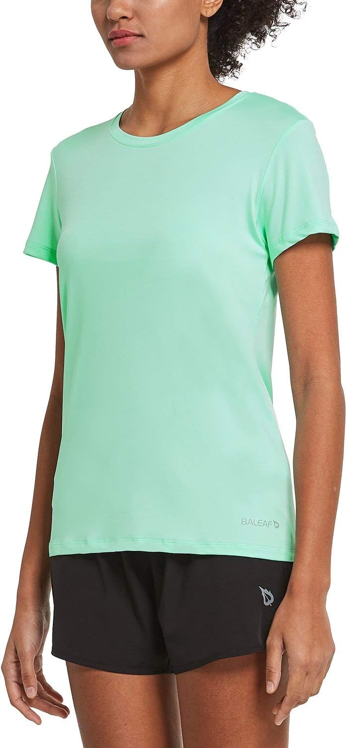 BALEAF Women's Athletic Short-Sleeved Running T-Shirts Lightweight Quick Dry Workout Training Yoga Crewneck Tops : Sports & Outdoors