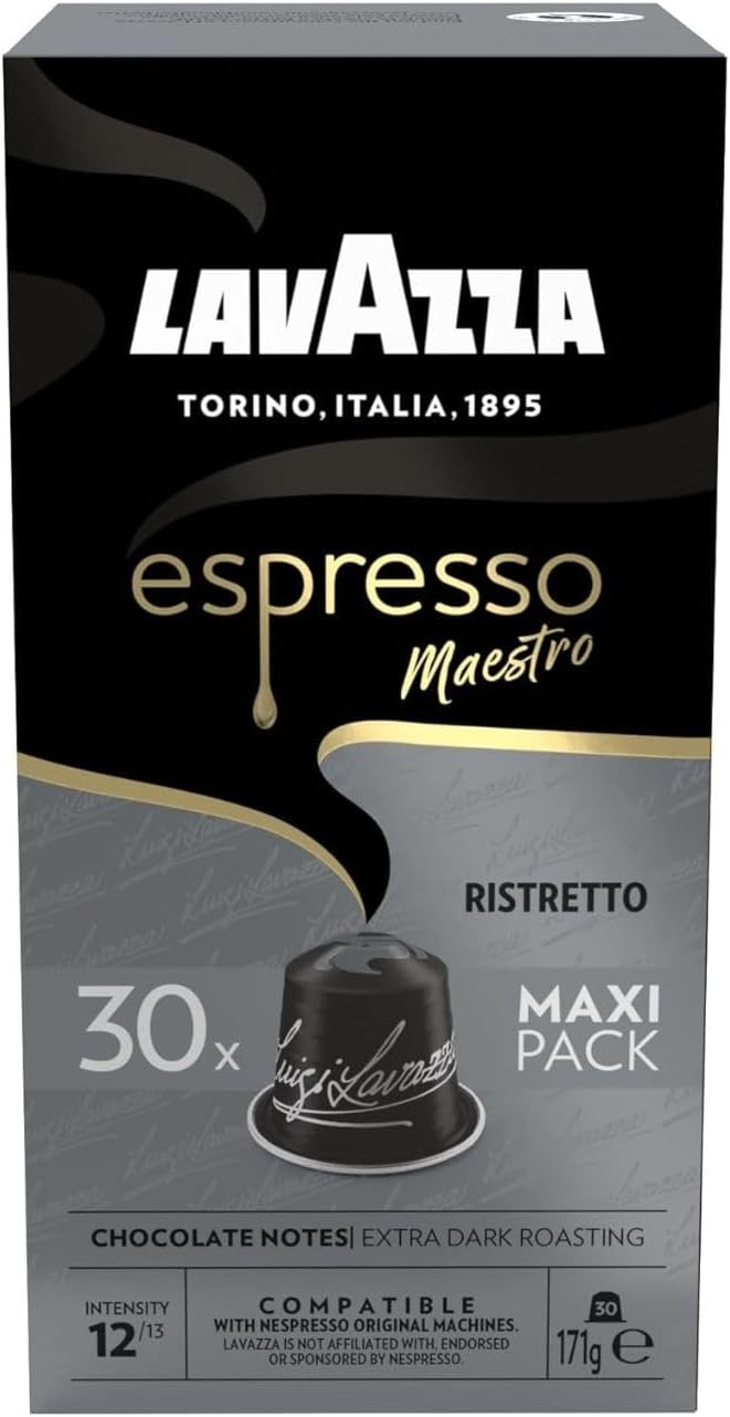 Lavazza, Espresso Maestro Ristretto, 30 Aluminium Capsules Compatible with Ne...