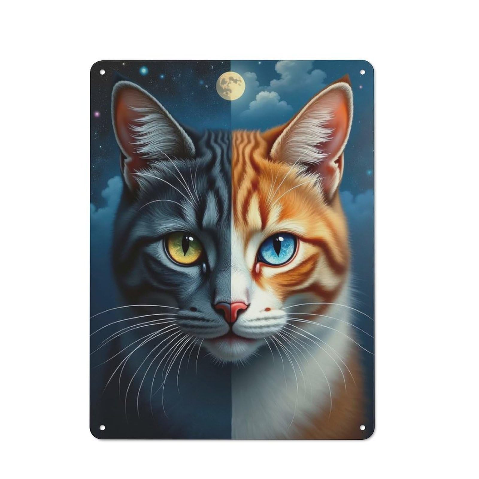Junmoney Style-15 Retro Metal Wall Sign 40X30cm Featuring Cosmic Cats For Pub Or Café, For Garage, Workshop And Man Cave Decoration