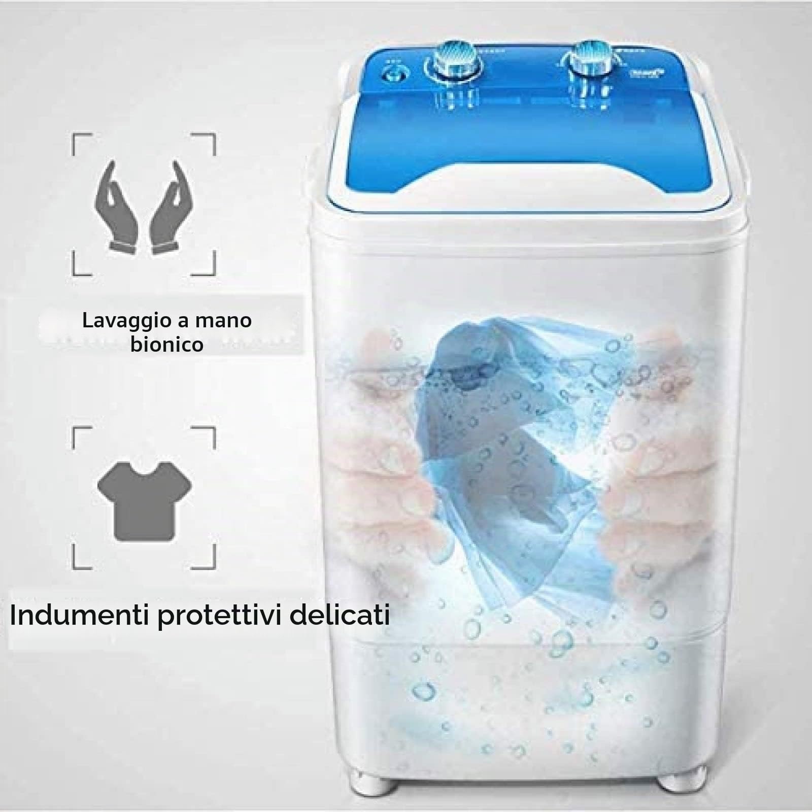Lavatrice portatile 7 kg capacità totale vasca singola lavaggio centrifuga disidratazione pulizia profonda UV compatta per dormitori da campeggio appartamenti camere, blu