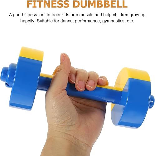 Vista 20 de Juguete de mancuernas para niños, 1 par de pesas para niños, juego de mancuernas de plástico, gimnasio, equipo de entrenamiento deportivo