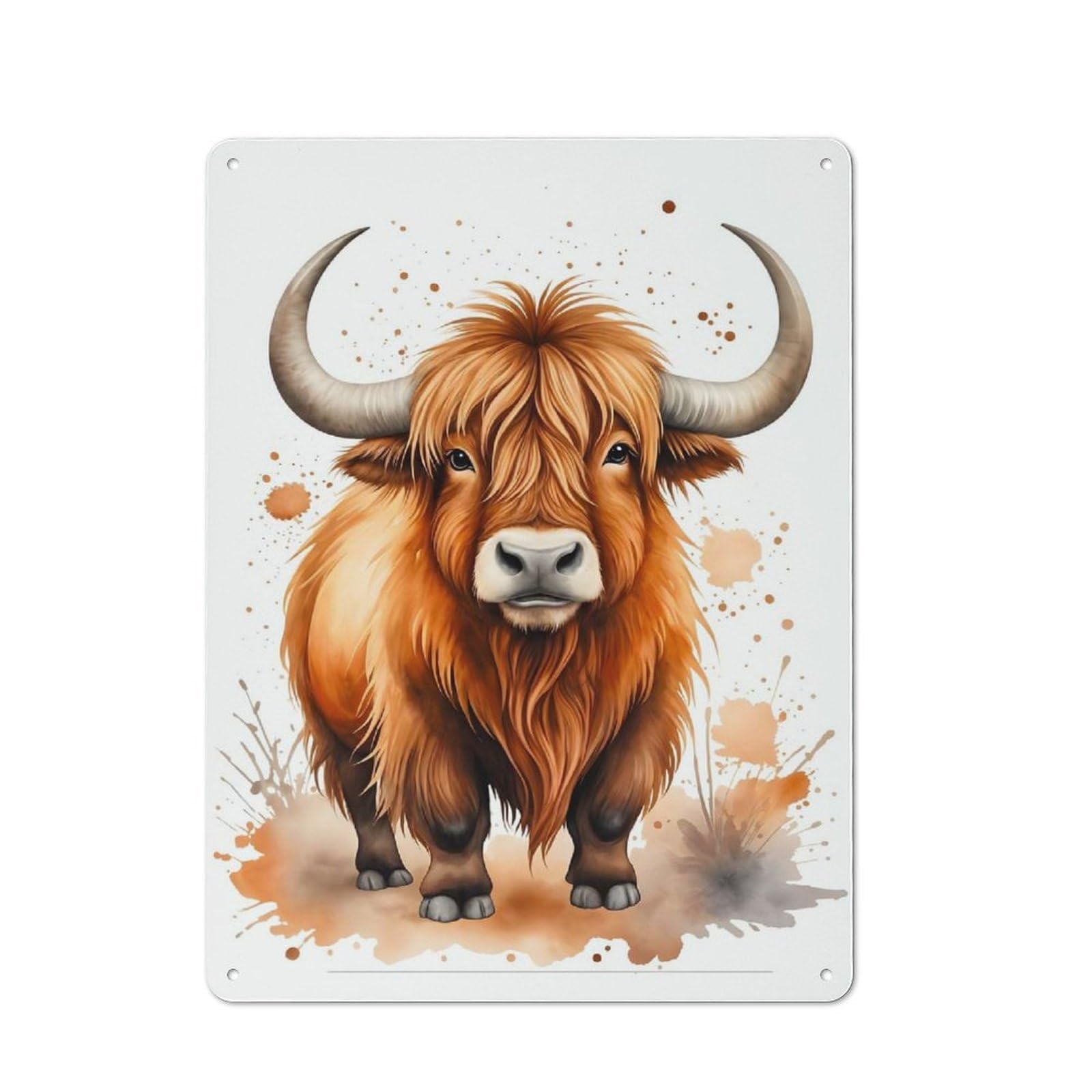 Yak Watercolor Decorative Tin Sign 40x30cm, Country Country Wall Plaque for Dining Room, Cafe, Entryway Or Family Room