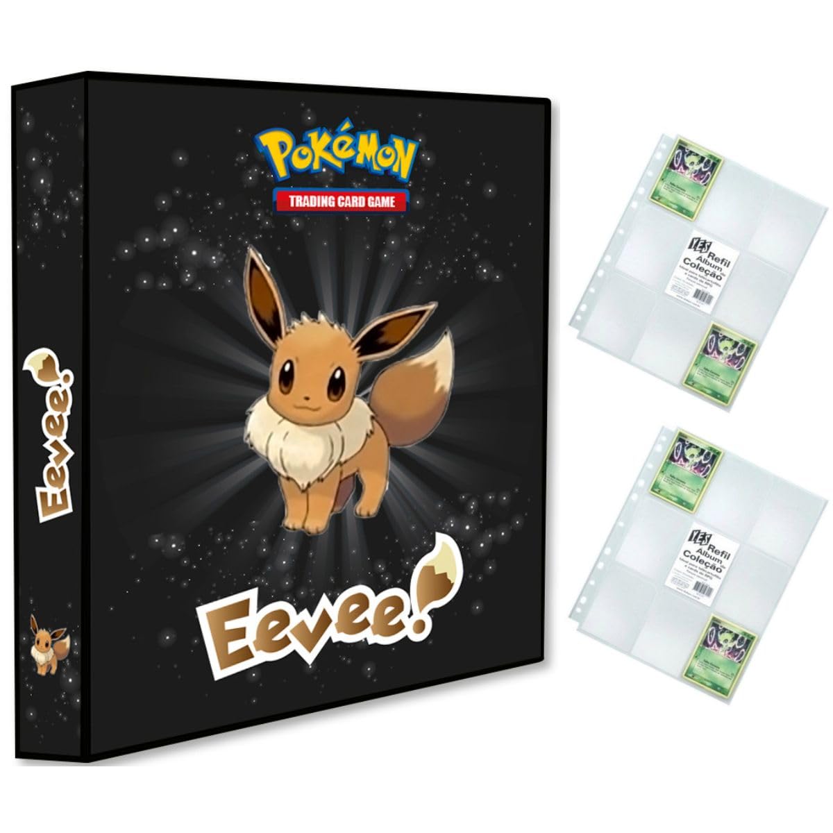 Álbum Pokémon Pasta Fichário para cards Eevee Evoluções + 20