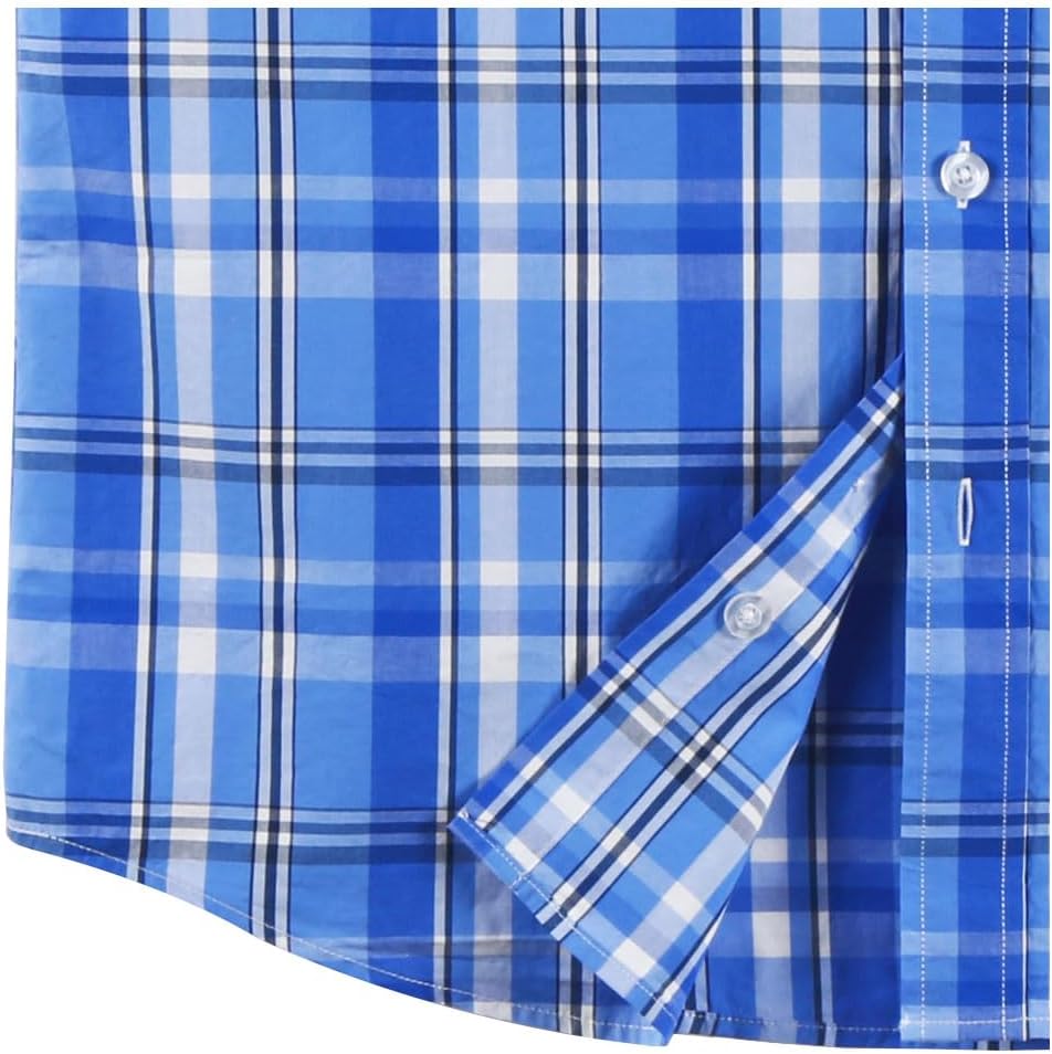 NUTEXROL Mens Short Sleeve Plaid Button Down Shirt Western Casual Shirts with Two Pockets - Image 7