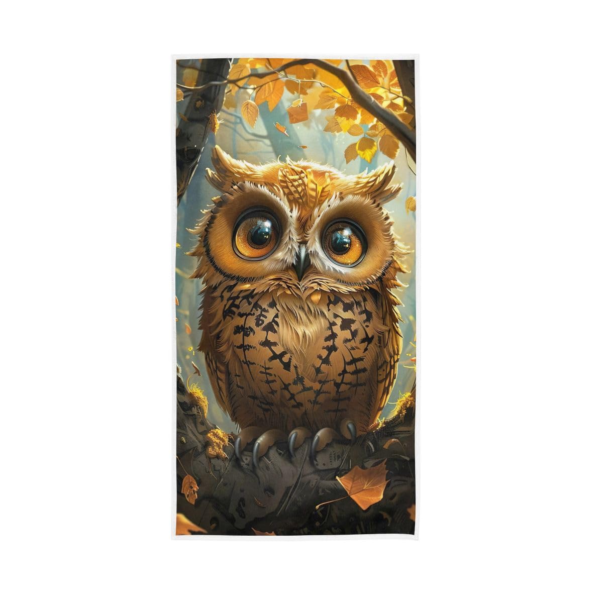LSRCPD Fall Cartoon Owl Hand Towel, Hand Towels Cotton for Hand, Face, Hair, Yoga, Kitchen, Bath 15 x 30 Inches