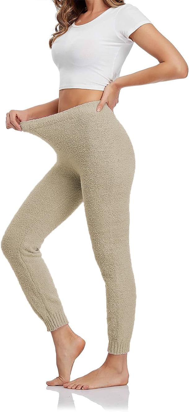 Famulily Womens Cozy Soft Fuzzy Pants Warm Winter Loungewear Causal High Waisted Pjs Pants with Cuff - Image 3