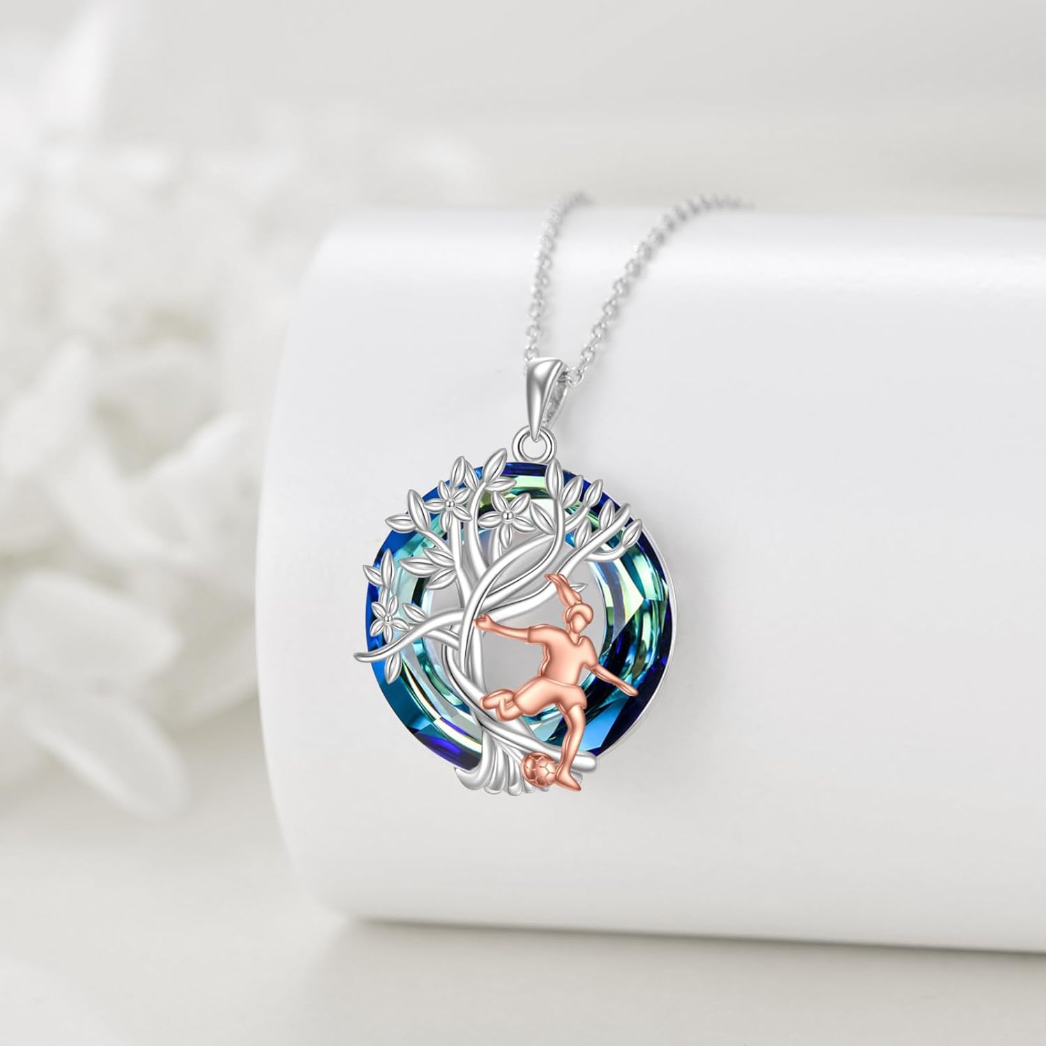 YFN Tree of Life Necklace Sterling Silver Crystal Jewelry Graduation Birthday Gifts for Women