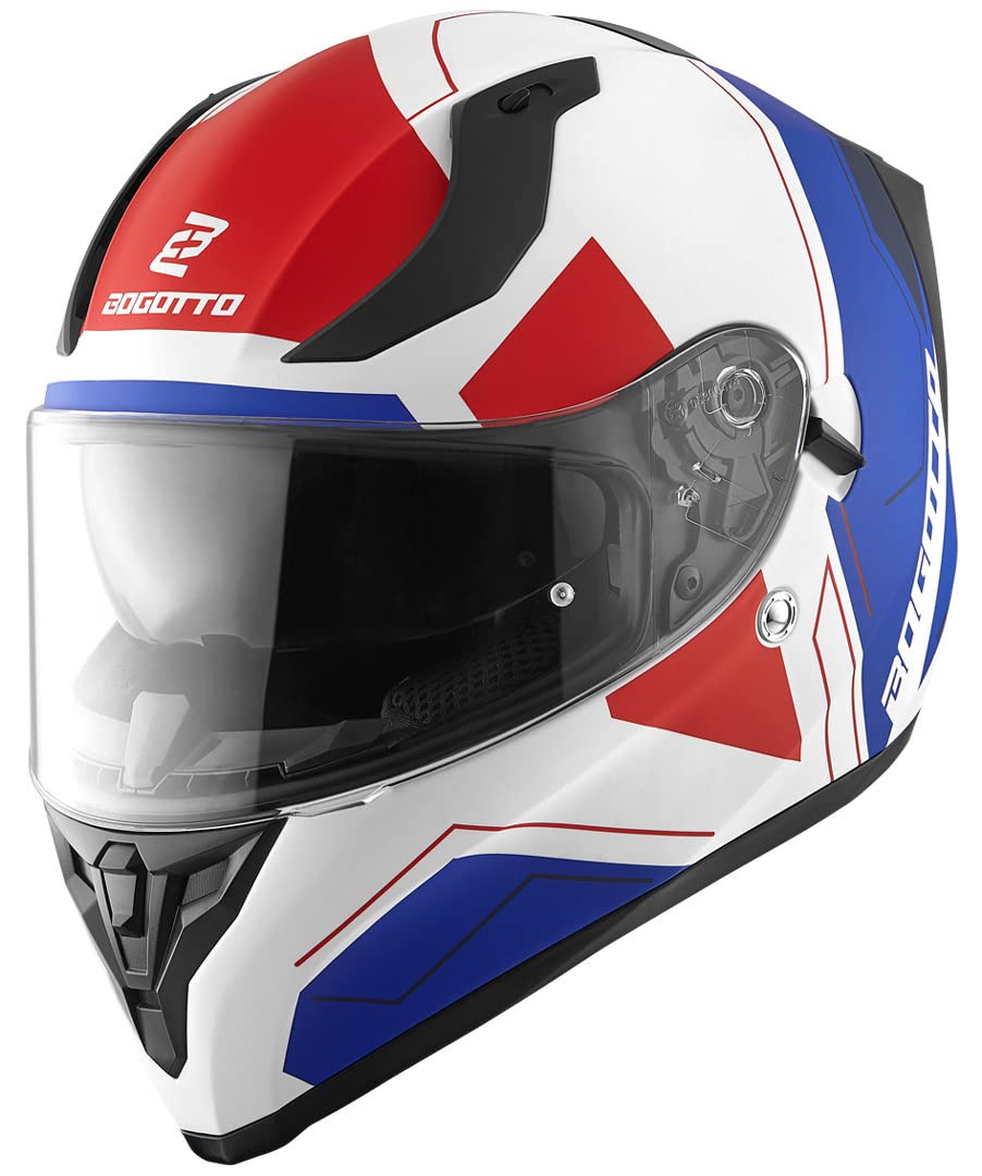 Bogotto V128 Strada Helm, blau/rot/weiß, XL | Beschlaghemmend