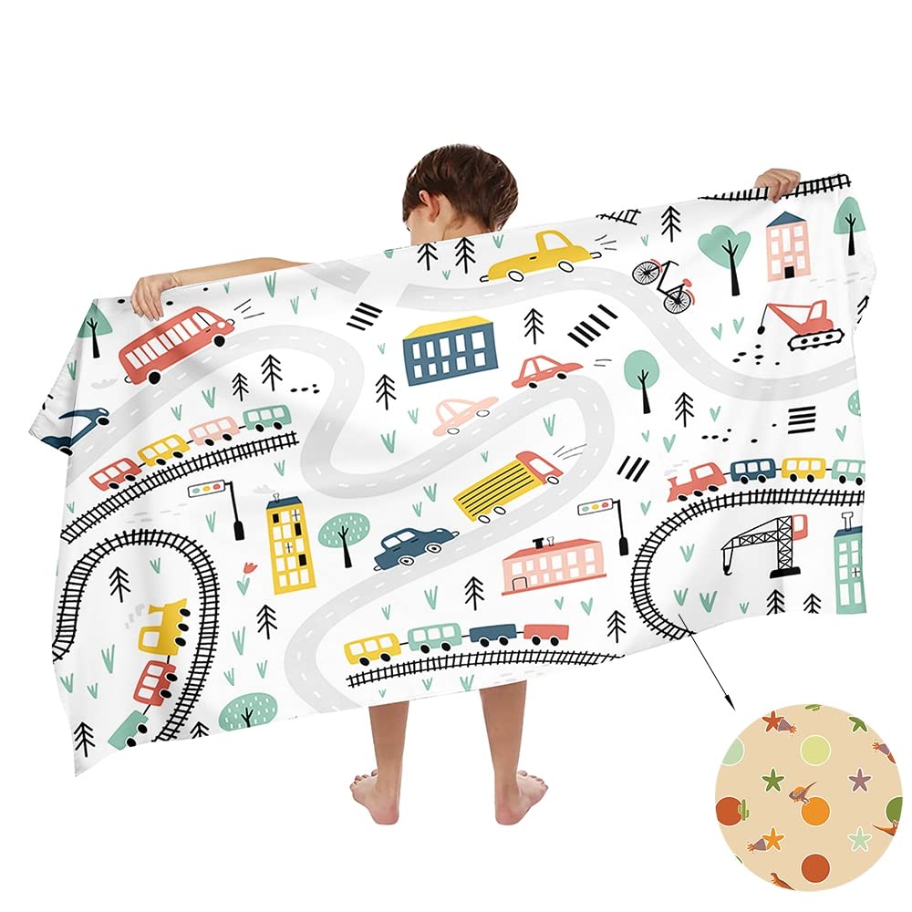 Ulticool Microfibre Children's Towel 140 x 70 cm, Beach Game Play Mat Vehicles