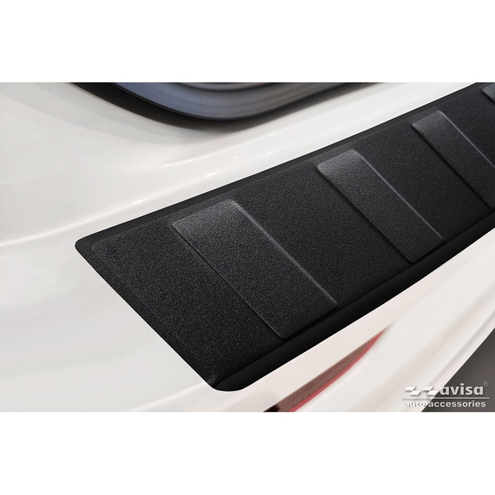 Avisa Protector del Parachoques Trasero Inoxidable Negro Mate Compatible con Volvo XC60 II 2017-2021 & FL 2021- Incl. R-Design & Plug-in-Hybrid 'Ribs'