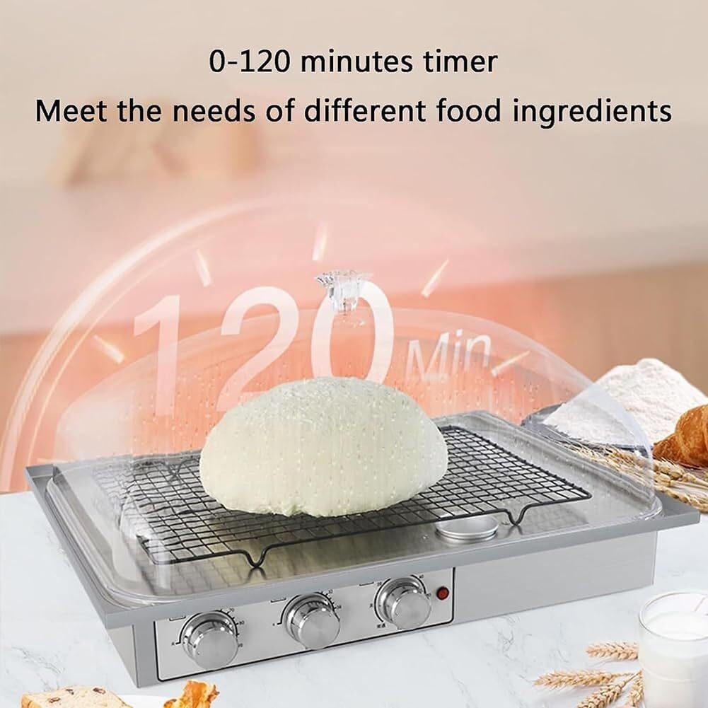 UMJIGF Bread proofer, Adjustable Humidity and Temperature, 0-120 Minute Timer, Large Capacity Dough proofing Box with humidifying Cup and Grid, for Making Bread,L