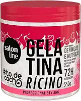 Salon Line, Gelatina Capilar, ToDeCacho, Óleo de Ricino, Definição e Nutrição, Vegana - Cabelos Ondulados, Cacheados e Crespos, 550 g