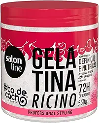 Salon Line, Gelatina Capilar, ToDeCacho, Óleo de Ricino, Definição e Nutrição, Vegana - Cabelos Ondulados, Cacheados e Crespos, 550 g