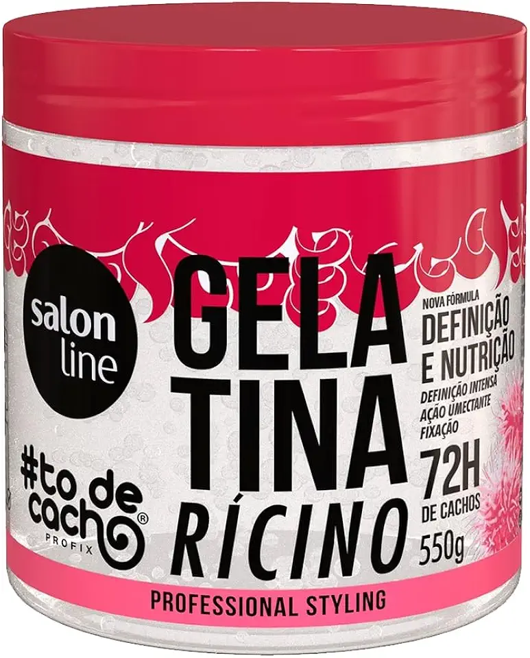 Salon Line, Gelatina Capilar, ToDeCacho, Óleo de Ricino, Definição e Nutrição, Vegana - Cabelos Ondulados, Cacheados e Crespos, 550 g