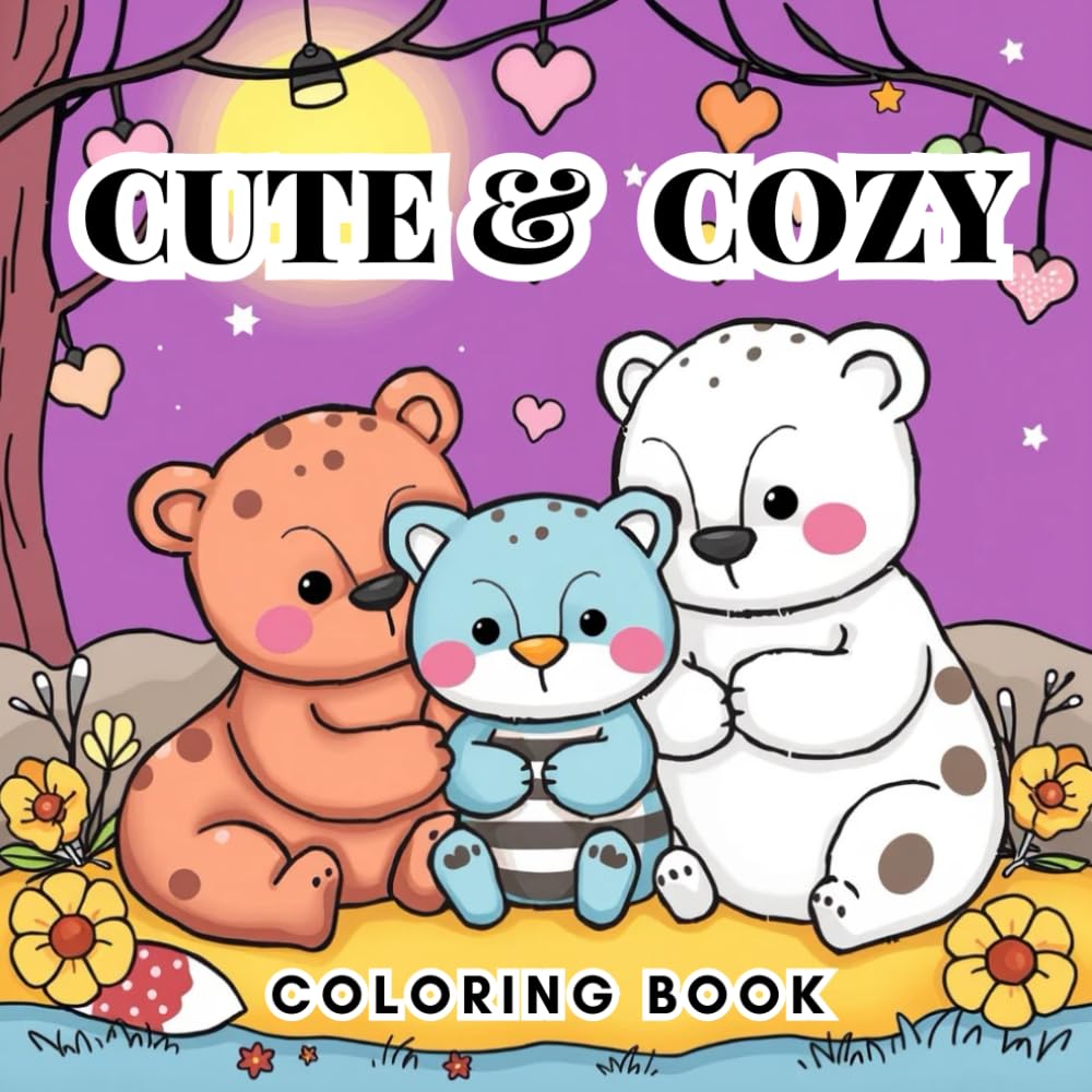Cute & Cozy: A Cute and Simple Coloring Book for Adults and Teens | 50 Adorable Animal-Themed Pages for Relaxation, Fun, and Stress Relief