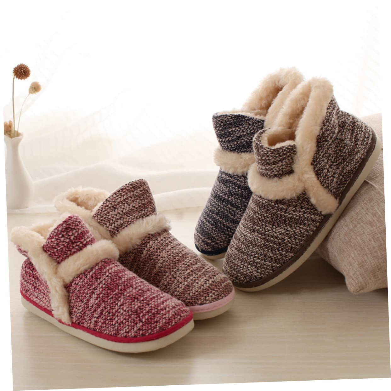 FRCOLOR pantofole in cotone antiscivolo Uomo pantofola pantofole da donna pantofole pelose per ciabatte antiscivolo ciabatte invernali ciabatte casa morbide pantofole Black