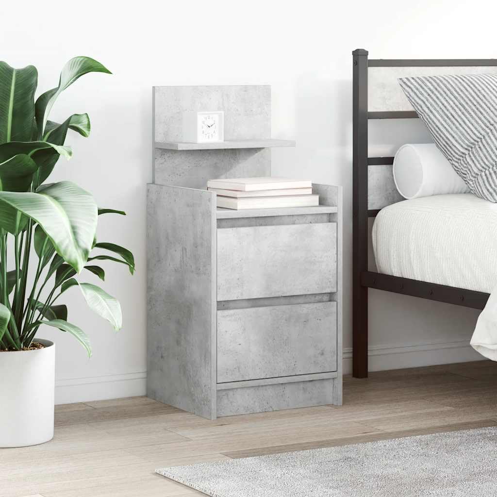 SXZenSpace 861361 Bedside Cabinet with 2 Drawers Concrete Grey 38x34x80 cm Bedroom Cabinet,Storage Nightstand Side Table