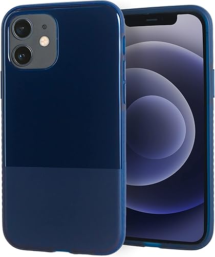 BodyGuardz Funda Stack de protección contra impactos de 10 pies compatible con iPhone 12 Mini (dos tonos azul marino)