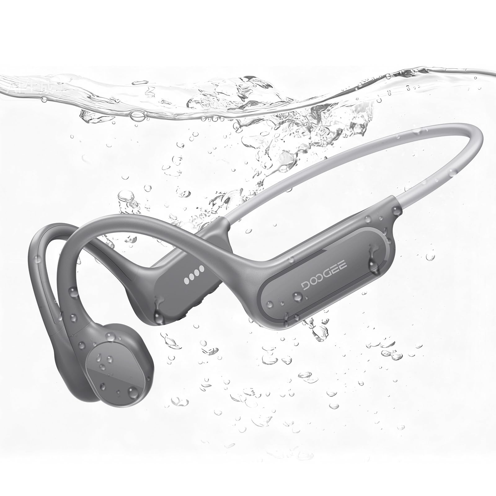 DOOGEE Bone Conduction IP68 Waterproof Swimming Headphones, 10H Battery Life Sports Running Wireless Bluetooth 5.4 Open Earphones with 32GB MP3 Dual