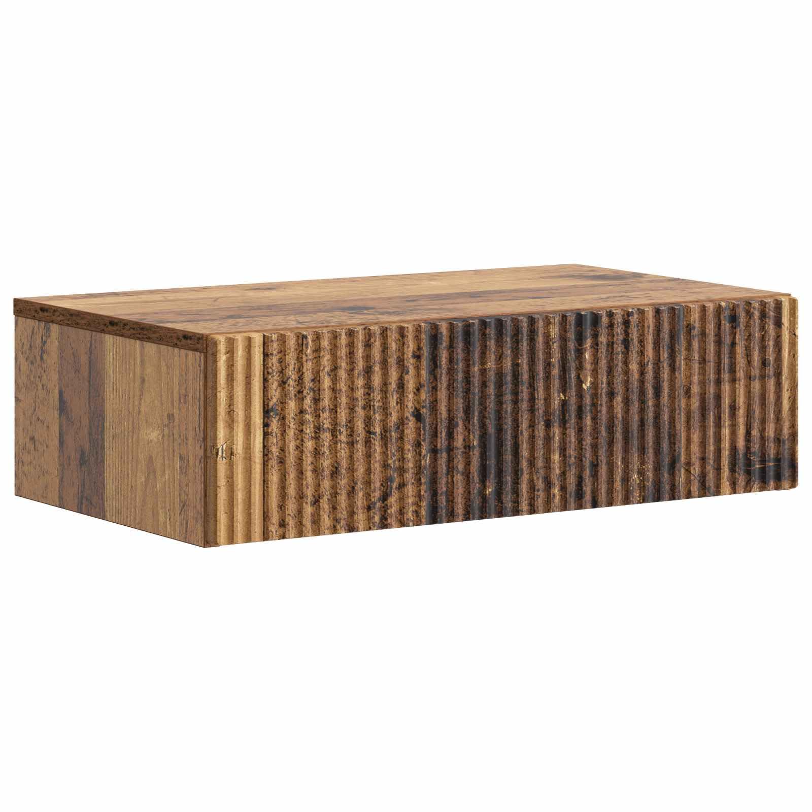 Table d'appoint murale aspect bois vieilli pour optimiser un petit couloir
