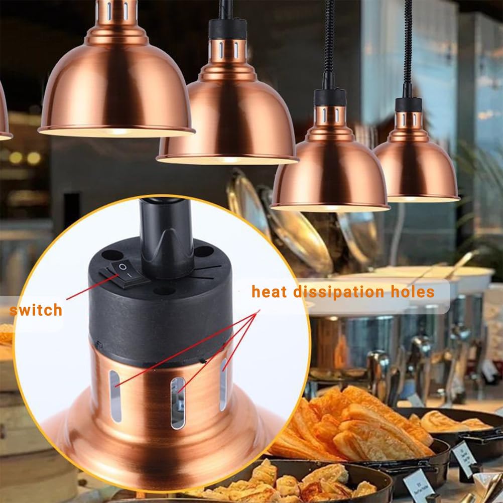 Kommerzielle Lebensmittelwärmelampe, Hängelampe, Deckenwärmer-Licht und einziehbare Lebensmittelheizlampe für Restaurant, 250 WWaluz aus Rüstungsnahrung, Bronze