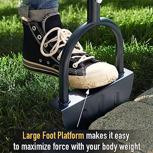 Miniatura 4 de Pala con borde de media luna con plataforma de pie ancho, bordeadora manual de acero al carbono para jardines, paisajes, macizos de flores, patios