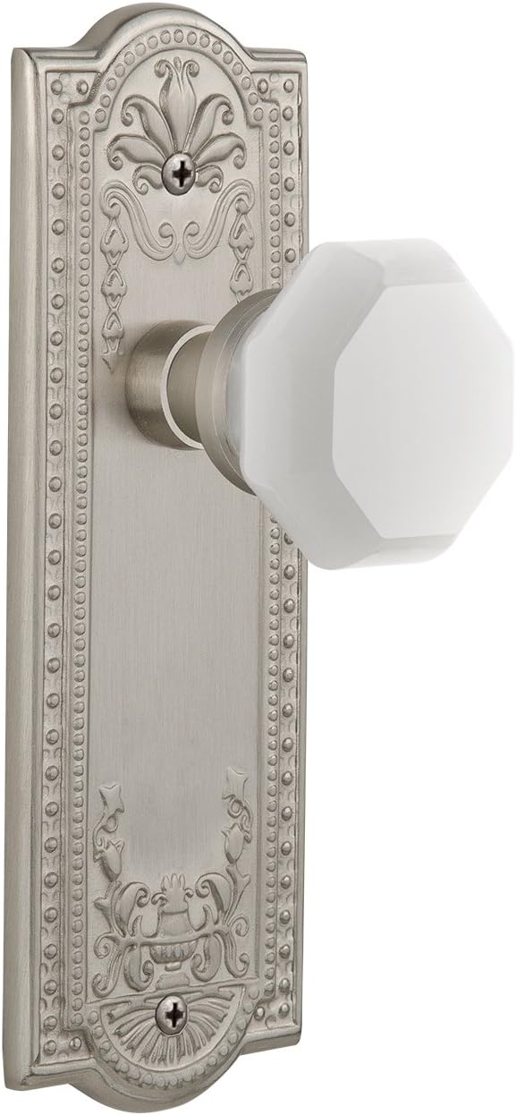 Nostalgic Warehouse 748592 Meadows Plate Waldorf White Milk Glass Knob, Single Dummy, Timeless Bronze