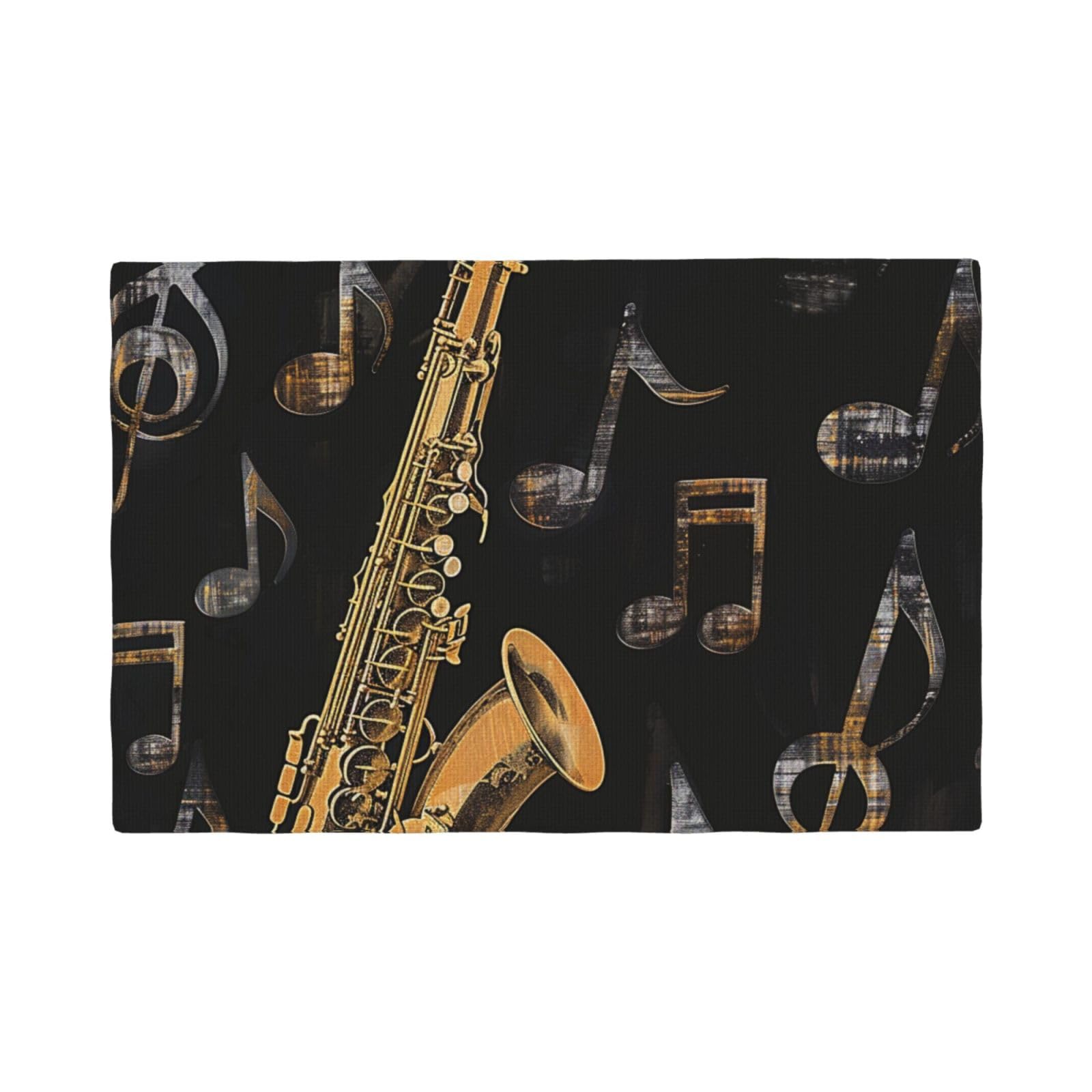 Musical Notes Treble Print Placemats Set, Heat Resistant Washable Placemat 12x18in Table Mats for Party Kitchen Dining Table Decoration Indoor Outdoor, Six Piece