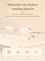 Vista 2 de LUFF Rimless Reading Glasses for Women & Men, Lightweight Blue Light Blocking Readers, Anti-Eyestrain Computer Glasses + Case