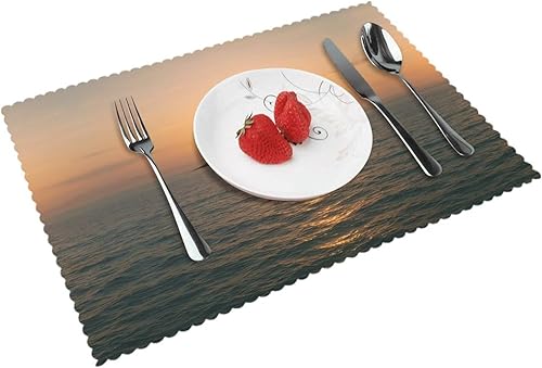 Rectangular Placemats Set of 4, Heat Resistant Island Printed Kitchen Dining Table Mats