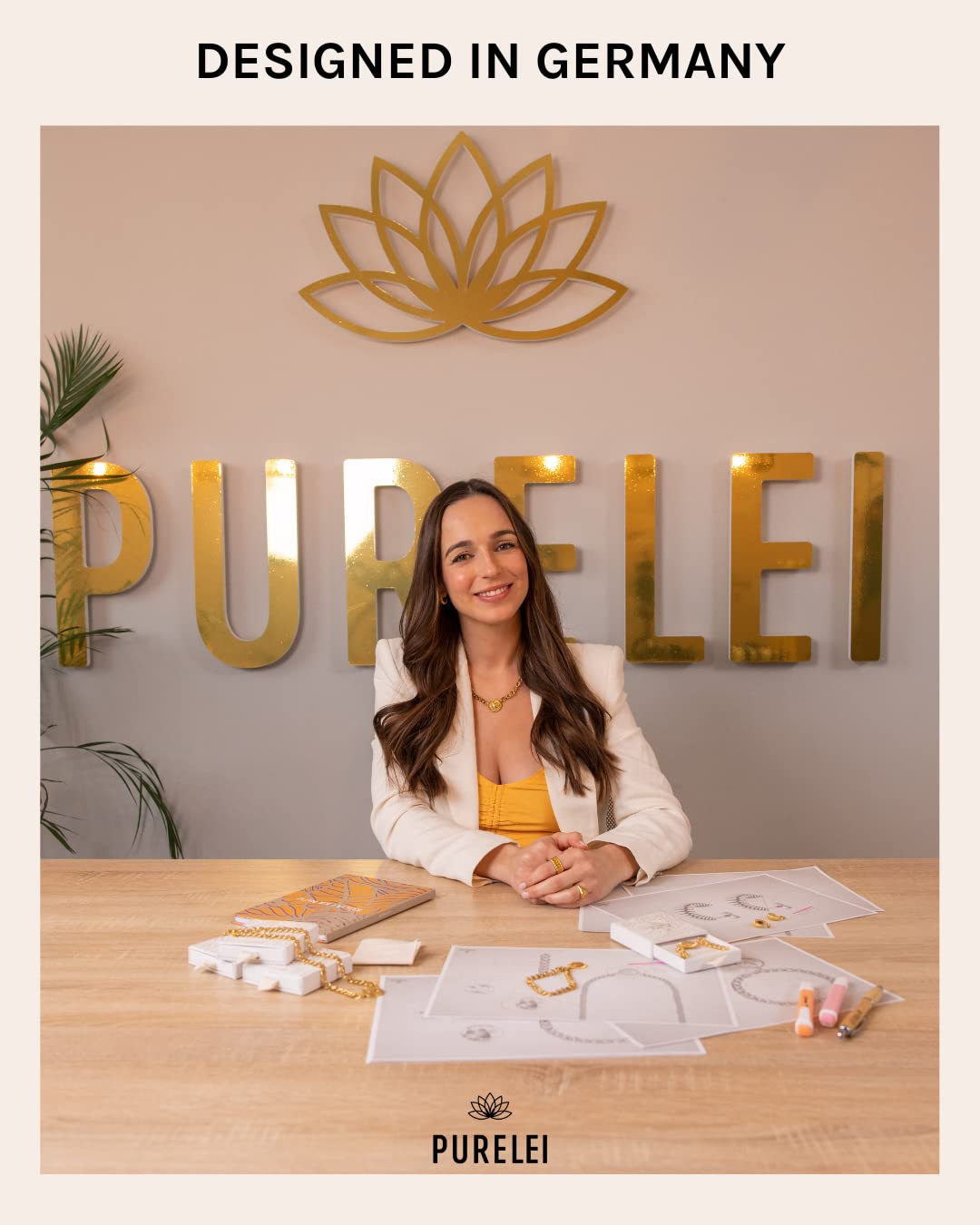PURELEI® Orecchini Powder, Orecchini con pendente da donna in acciaio inossidabile, Cerchi piccoli con pietre preziose, Diametro 14 mm, Regalo per donna