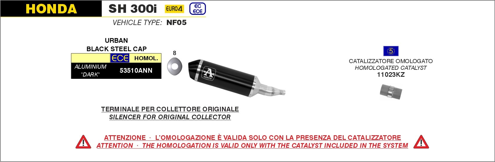ARROW CATALIZZATORE EURO 4 PER MARMITTE INNESTO ›60MM