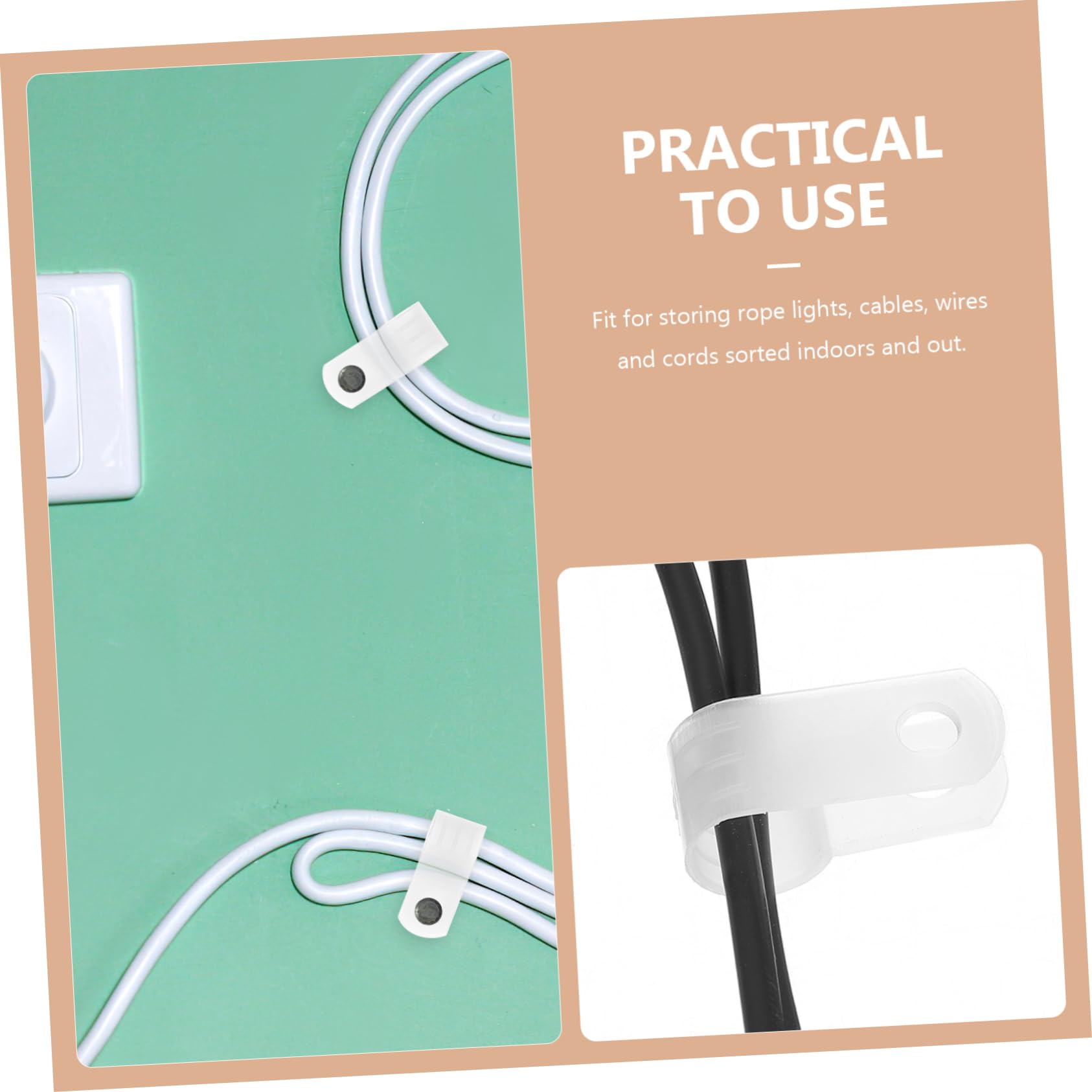 VILLCASE Cable Wire Clips 1000pcs Rope Light Clips Clamp for Wire Management for Coax Ethernet Tv Cable