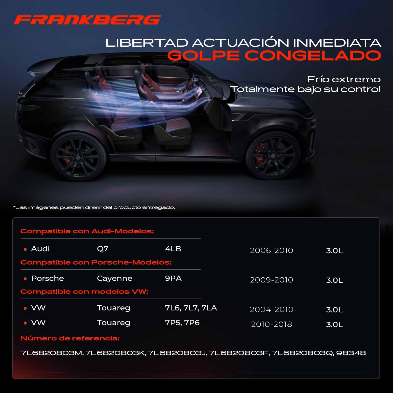 Frankberg Compresor de aire acondicionado con embrague, diésel 7L6820803J | Compatible con: C.a.y.e.n.n.e 9PA, T.o.u.a.r.e.g 7P5 7P6, Q7 4LB, T.o.u.a.r.e.g 7L6 7L7 7LA