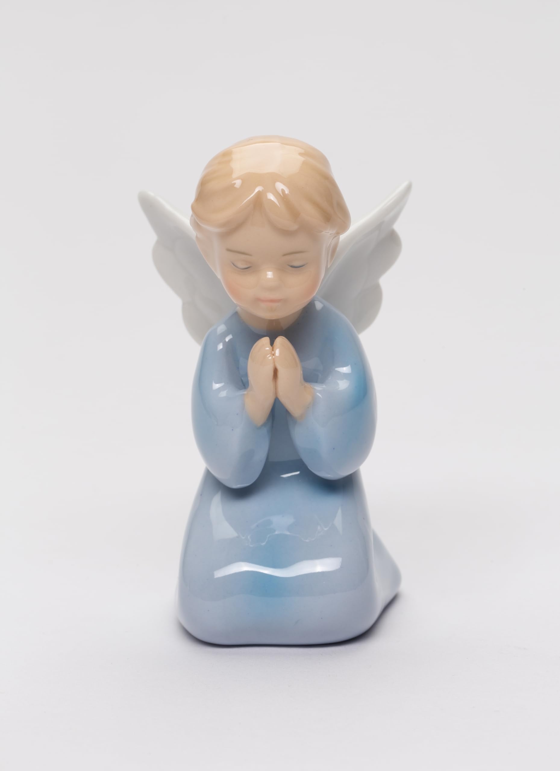 CG Cosmos 10321 Fine Porcelain Praying Boy Angel Figurine, 3-3/8-Inch, Blue