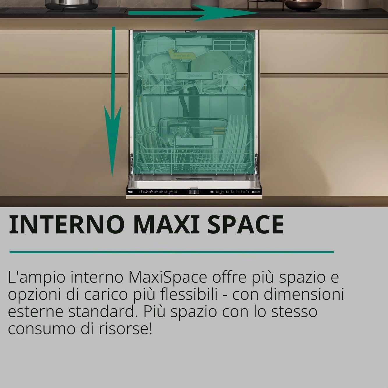 Bauknecht B7U HS51 X Lavastoviglie sottopiano/60 CM/15 Su misura/PowerClean Pro-Efficaci ugelli ad alta pressione/Natural Dry-Automatic Porte Apertura Migliore Asciugatura/MaxiSpace-Più Interno