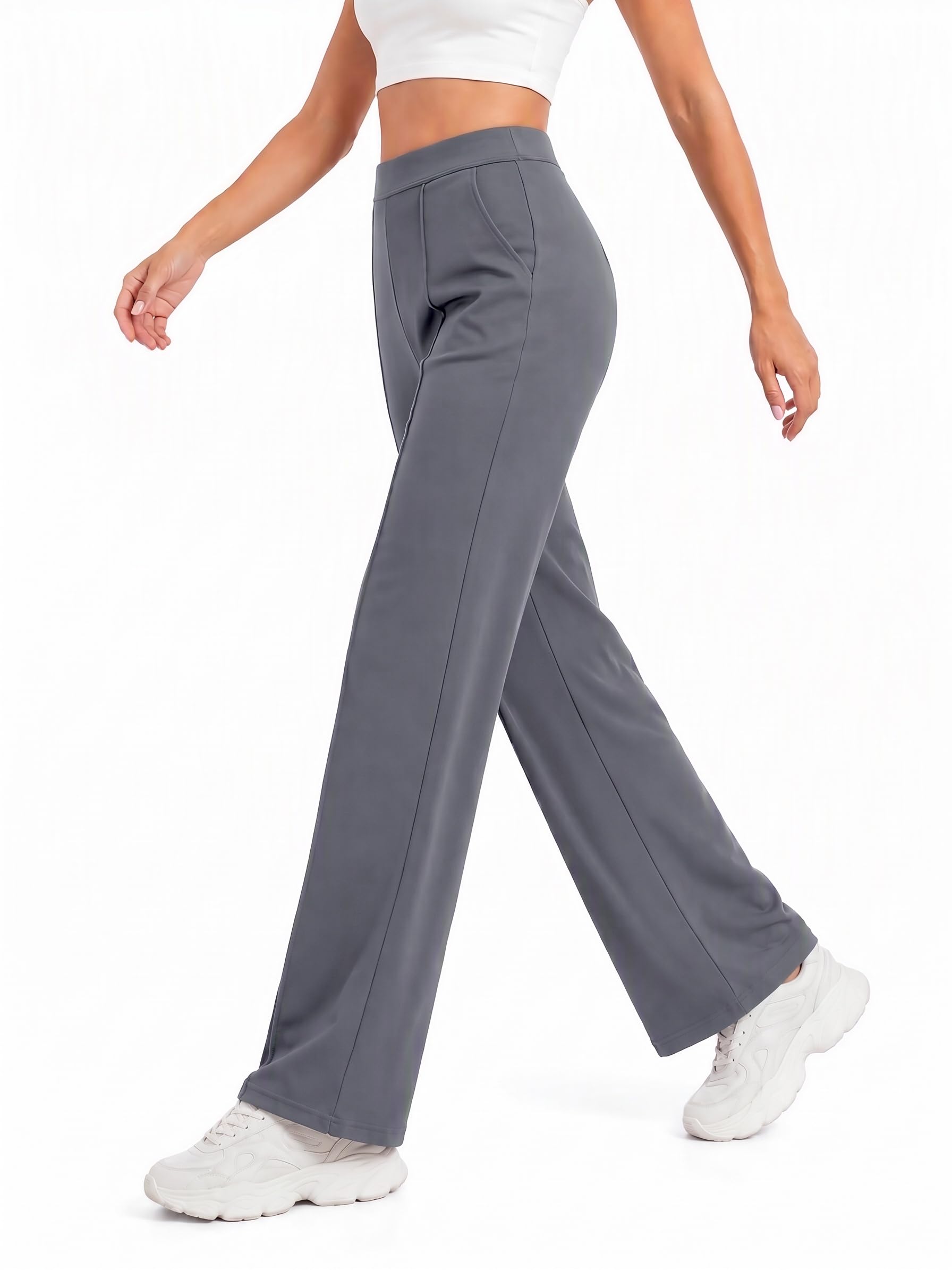 Cicy Bell Damen Business Hose Stretch Anzughose Straight Arbeitshose | Gerade Geschnittene, Elegant, Hohe Taille, Casual Bundfaltenhose, Wide leg Stoffhose