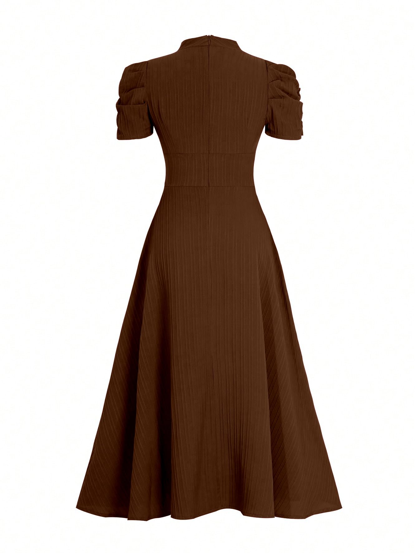 Shasmi Vestido largo liso para niñas y mujeres, cuello en V, línea A, vestido de fiesta de Año Nuevo, cintura, mangas abullonadas, vestido occidental, elegante ropa casual (vestido 246)
