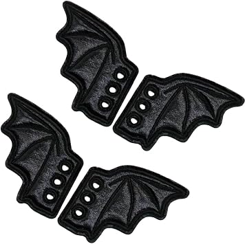 2 Pairs Bat Shoe Wings 2.83inch Halloween Black Wings Leather Shoes Charm Accessories for DIY Sneakers Skates Roller Canvas Boots Decoration Cosplay Party Everyday Wear