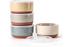 4-Piece Ceramic Bowl with Lids for Microwavable Soups