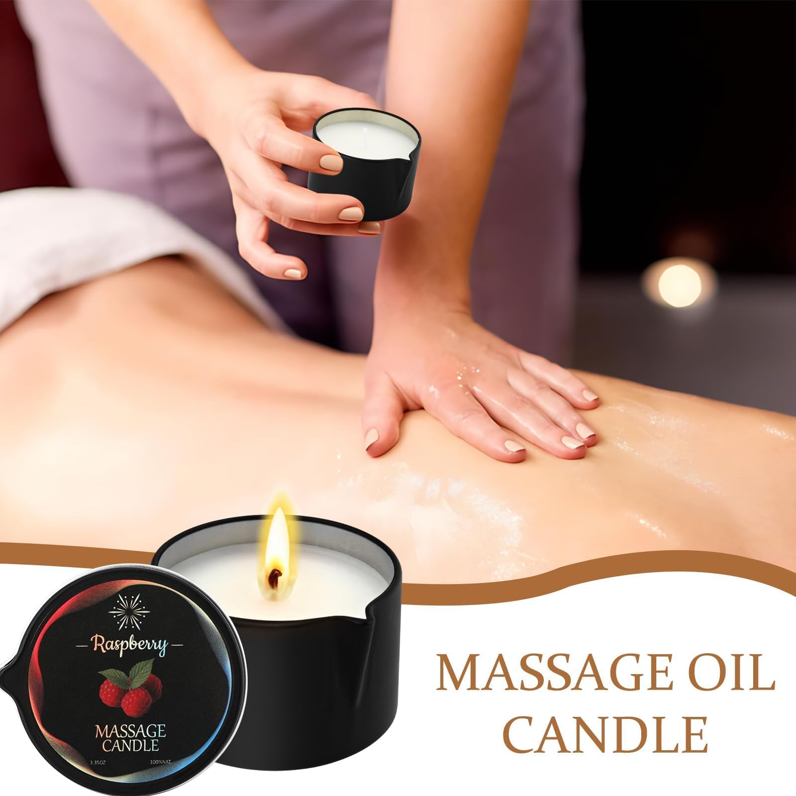 Juego de velas de masaje de 6 aromas, velas de aromaterapia de cera de soja con aceite suavizante de la piel, mezcla de soja de coco a baja temperatura para parejas