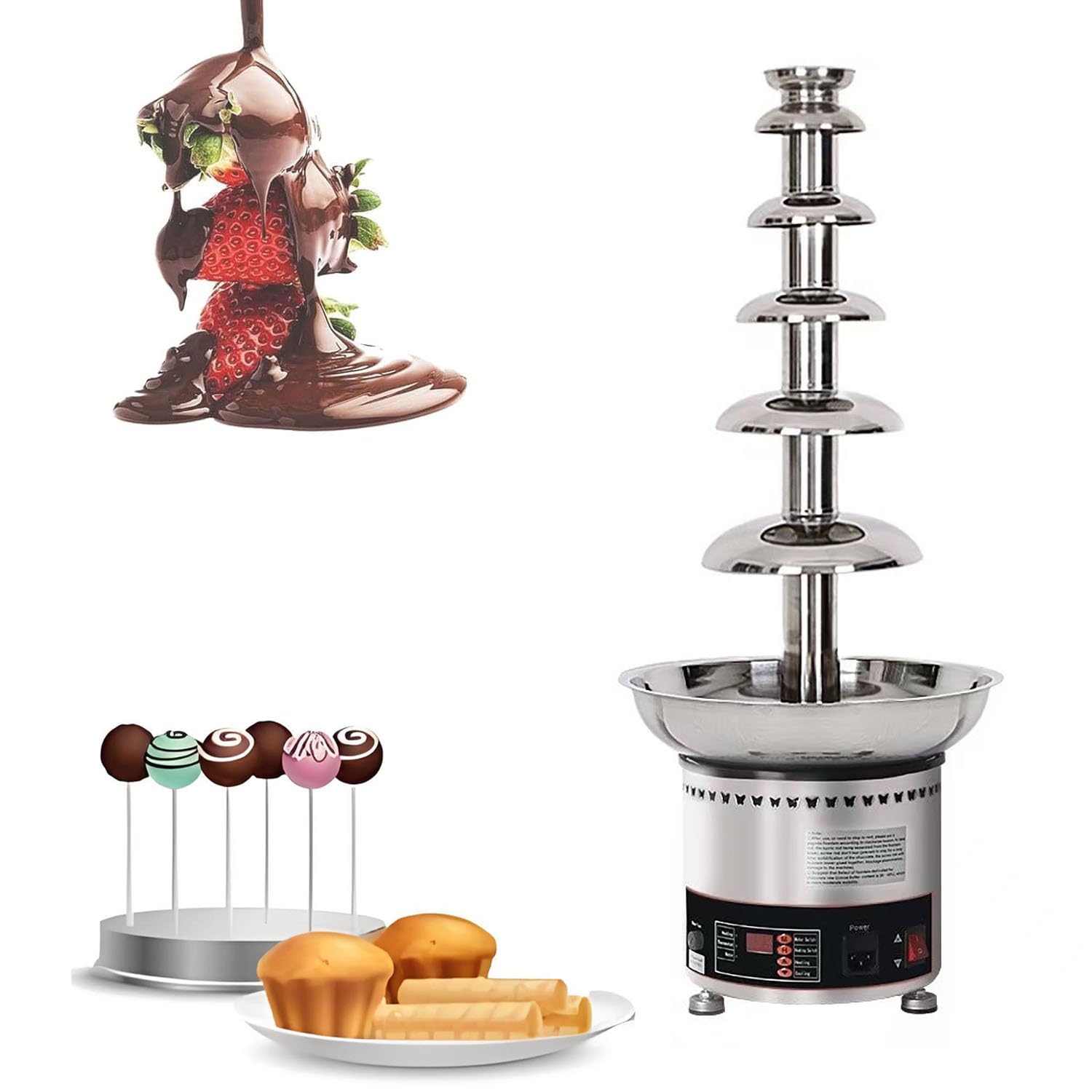 Fondue au chocolat électrique fondue machine à fondre avec panneau CNC, contrôle de température 30-150℃ pour fêtes, mariages, restaurants